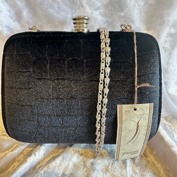 Black Velvet Feel Clutch with Gator Pattern - Picture 3 of 6